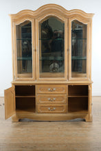 Load image into Gallery viewer, Stanley Pickled Oak China Cabinet Hutch French Provincial Display Cabinet
