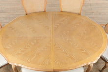Load image into Gallery viewer, Stanley Furniture French Provincial Oak Dining Table and 6 Cane Back Chairs Pickled Finish
