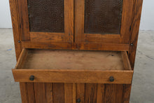 Load image into Gallery viewer, Antique Oak Pie Safe Cabinet with Punched Tin Panels and Drawer
