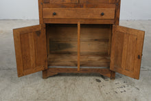 Load image into Gallery viewer, Antique Oak Pie Safe Cabinet with Punched Tin Panels and Drawer
