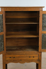 Load image into Gallery viewer, Antique Oak Pie Safe Cabinet with Punched Tin Doors
