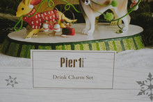 Load image into Gallery viewer, Pier 1 Imports Holiday Drink Charm Set with Metal Dog Stand – 8 Festive Charms
