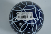 Load image into Gallery viewer, Pier 1 Imports Blue &amp; White Ceramic Decorative Ball – Geometric Pattern Accent Orb
