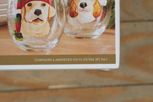 Load image into Gallery viewer, Pier 1 Imports Holiday Dog Stemless Wine Glass Set – 4 Assorted Designs (19 oz Each)

