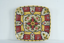 Load image into Gallery viewer, Pier 1 Vallarta Handpainted Earthenware Square Serving Platter – 13.25" – Bold Floral Southwest Design

