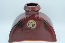 Load image into Gallery viewer, Pier 1 Asian-Inspired Ceramic Vase – Far East Curved Form with Red Glaze &amp; Medallion Accent
