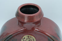 Load image into Gallery viewer, Pier 1 Asian-Inspired Ceramic Vase – Far East Curved Form with Red Glaze &amp; Medallion Accent
