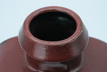 Load image into Gallery viewer, Pier 1 Asian-Inspired Ceramic Vase – Far East Curved Form with Red Glaze &amp; Medallion Accent
