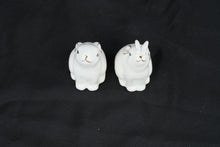 Load image into Gallery viewer, Pier 1 Imports Porcelain Rabbit Salt and Pepper Shakers White Bunny Set Gold Accents
