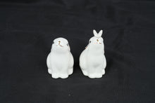 Load image into Gallery viewer, Pier 1 Imports Porcelain Rabbit Salt and Pepper Shakers White Bunny Set Gold Accents
