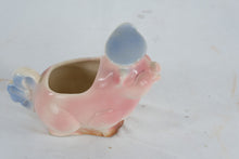 Load image into Gallery viewer, Royal Copley Pig Creamer – Pink &amp; Blue Spaulding Pottery
