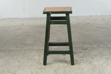 Load image into Gallery viewer, Two Day Designs 1996 Reclaimed Wood Pig Bar Stool Hand Painted Green 28 Inch
