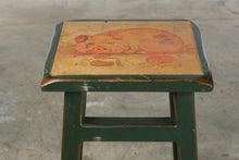 Load image into Gallery viewer, Two Day Designs 1996 Reclaimed Wood Pig Bar Stool Hand Painted Green 28 Inch
