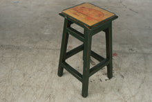 Load image into Gallery viewer, Two Day Designs 1996 Reclaimed Wood Pig Bar Stool Hand Painted Green 28 Inch
