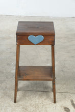 Load image into Gallery viewer, Rustic Wood Accent Side Table Blue Heart Farmhouse Cottage Style 27 Inch

