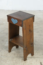 Load image into Gallery viewer, Rustic Wood Accent Side Table Blue Heart Farmhouse Cottage Style 27 Inch
