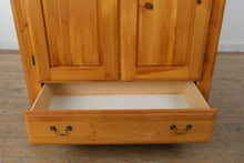 Load image into Gallery viewer, Solid Pine Linen Cabinet Pantry Armoire with Locking Doors and Storage Drawer
