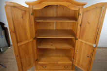 Load image into Gallery viewer, Solid Pine Linen Cabinet Pantry Armoire with Locking Doors and Storage Drawer
