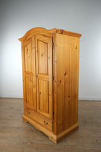 Load image into Gallery viewer, Solid Pine Linen Cabinet Pantry Armoire with Locking Doors and Storage Drawer
