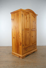 Load image into Gallery viewer, Solid Pine Linen Cabinet Pantry Armoire with Locking Doors and Storage Drawer
