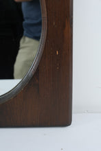 Load image into Gallery viewer, Vintage Mid Century Modern Stained Pine Oval Wall Mirror 20 Inch
