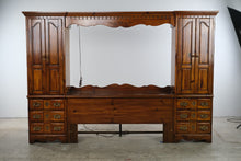 Load image into Gallery viewer, Pine Queen Wall Unit Bed with Armoire Cabinets and Mirrored Headboard
