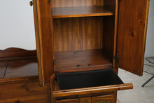Load image into Gallery viewer, Pine Queen Wall Unit Bed with Armoire Cabinets and Mirrored Headboard
