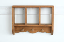 Load image into Gallery viewer, Wood Wall Cubby Shelf with Three Compartments and Peg Hooks
