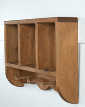 Load image into Gallery viewer, Wood Wall Cubby Shelf with Three Compartments and Peg Hooks
