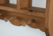 Load image into Gallery viewer, Wood Wall Cubby Shelf with Three Compartments and Peg Hooks
