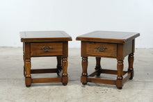 Load image into Gallery viewer, Pair of Solid Pine Rustic End Tables with Drawers
