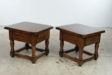 Load image into Gallery viewer, Pair of Solid Pine Rustic End Tables with Drawers

