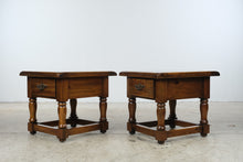 Load image into Gallery viewer, Pair of Solid Pine Rustic End Tables with Drawers
