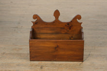 Load image into Gallery viewer, Antique Pine Wall Box with Decorative Crest
