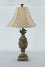 Load image into Gallery viewer, Antique Gold Pineapple Table Lamp with Beige Shade – 29.5&quot; Tall
