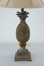 Load image into Gallery viewer, Antique Gold Pineapple Table Lamp with Beige Shade – 29.5&quot; Tall

