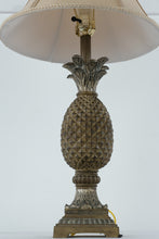 Load image into Gallery viewer, Antique Gold Pineapple Table Lamp with Beige Shade – 29.5&quot; Tall
