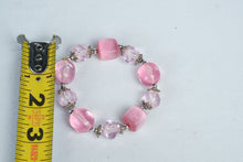Load image into Gallery viewer, Pink Glass Beaded Stretch Bracelet Chunky Faceted Beads Silver Tone Accents
