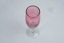 Load image into Gallery viewer, Pink Champagne Flutes Etched Scroll Design Clear Stems Set of 4
