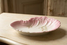 Load image into Gallery viewer, Antique Victorian Pink Floral Porcelain Shell Shaped Serving Bowl 12 Inch
