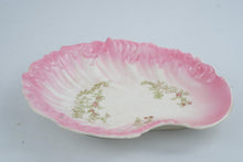 Load image into Gallery viewer, Antique Victorian Pink Floral Porcelain Shell Shaped Serving Bowl 12 Inch
