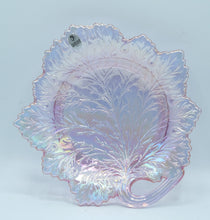 Load image into Gallery viewer, Art Glass Leaf Plate – Iridized Rose Pink Fenton Decorative Glass, Sculpted Leaf Form
