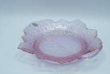 Load image into Gallery viewer, Art Glass Leaf Plate – Iridized Rose Pink Fenton Decorative Glass, Sculpted Leaf Form
