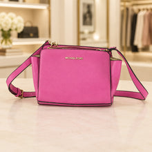 Load image into Gallery viewer, Michael Kors Pink Saffiano Leather Crossbody Bag Gold Hardware
