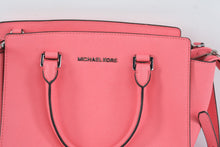 Load image into Gallery viewer, Michael Kors Coral Pink Saffiano Leather Satchel Crossbody Bag
