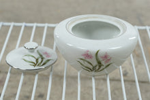 Load image into Gallery viewer, Vintage Pink Orchid China Japan Covered Sugar Bowl Pink Flowers Silver Trim
