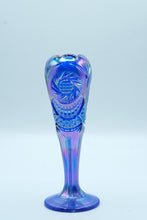 Load image into Gallery viewer, Fenton Blue Iridescent Pinwheel Art Glass Vase | Cut Pattern, 8.5" Tall
