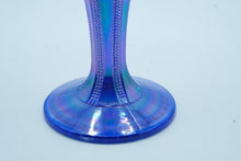 Load image into Gallery viewer, Fenton Blue Iridescent Pinwheel Art Glass Vase | Cut Pattern, 8.5" Tall
