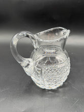 Load image into Gallery viewer, Clear Pressed Glass Creamer and Sugar Bowl Set Diamond Pattern Starburst Base
