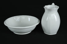 Load image into Gallery viewer, Antique John Maddock &amp; Sons Royal Semi-Porcelain Pitcher &amp; Basin Set – White Ironstone, England
